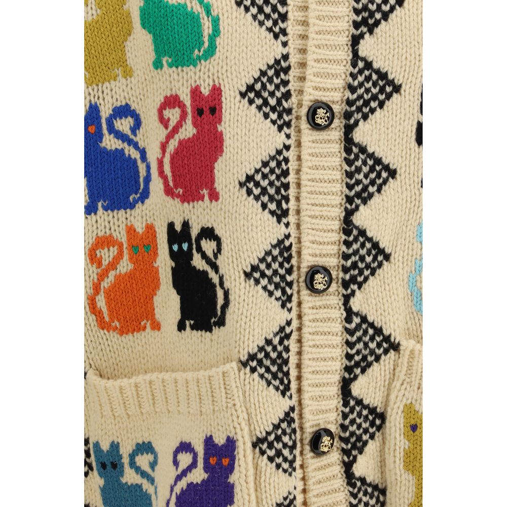 Multicolor Fleece Wool Cardigan
