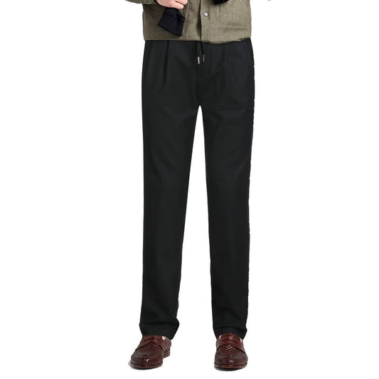 Black Elastane Casual Pants