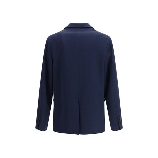 Blue Cotton Full-Length Jacket