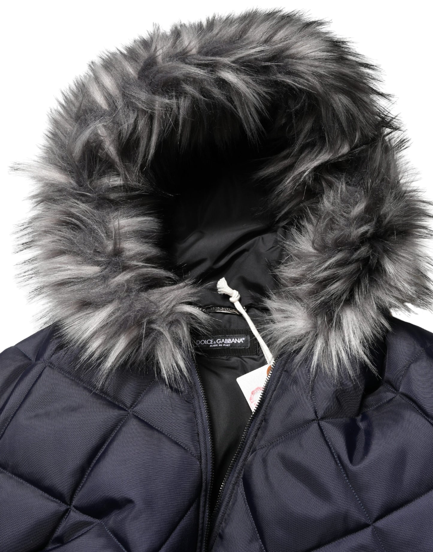 Black Quilted Fur Shearling Hooded Jacket