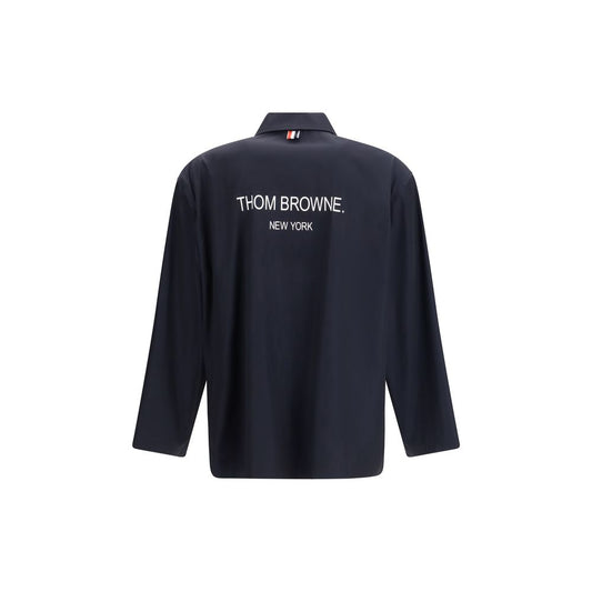 Blue Polyester Full-Length Jacket