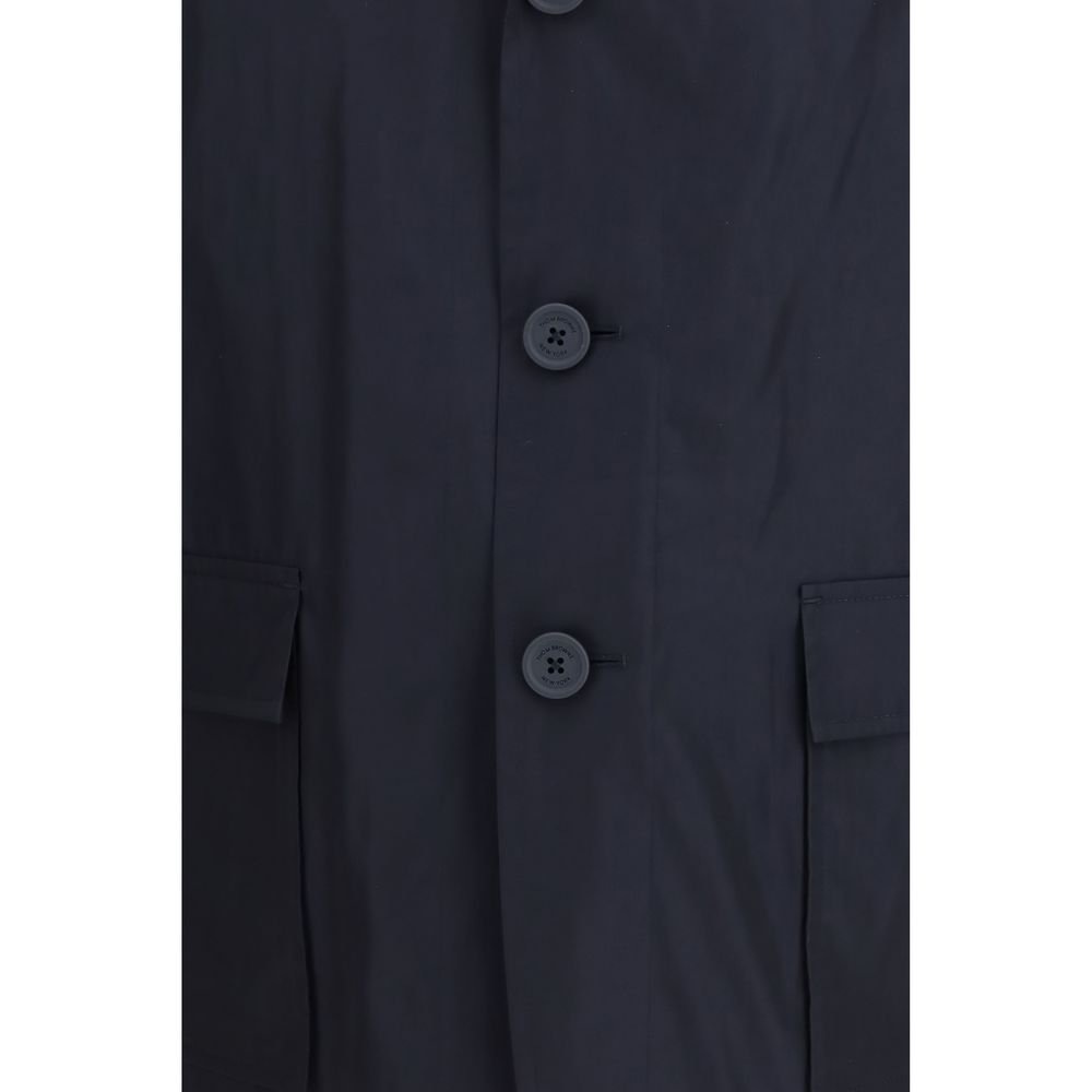 Blue Polyester Full-Length Jacket