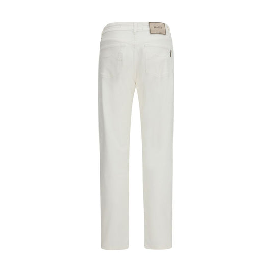 White Cotton Straight-Leg Jeans