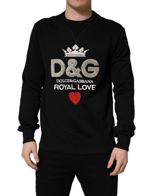 Black Embellished Cotton Sweatshirt Sweater
