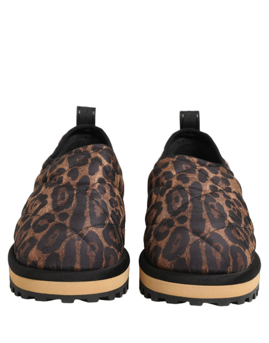 Brown Leopard Print Quilted Men Sneakers Shoes