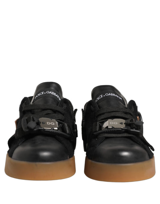 Black Leather Low Trainers Men Sneakers Shoes