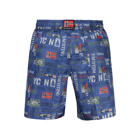 Blue Polyester Men's Swimwear