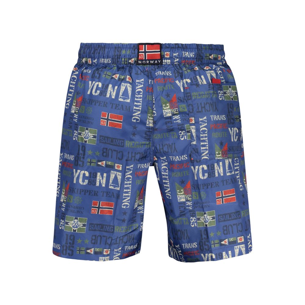 Blue Polyester Men's Swimwear