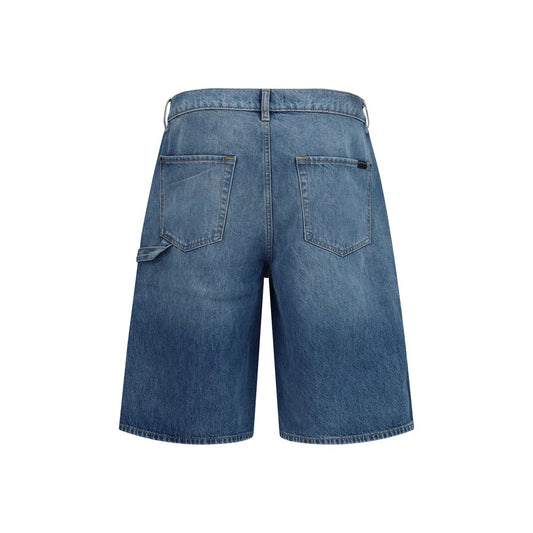 Blue Cotton Bermuda Shorts