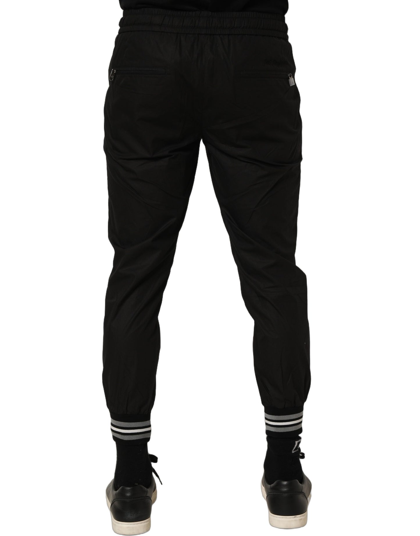 Black Cotton Mid Waist Jogger Sweatpants Pants