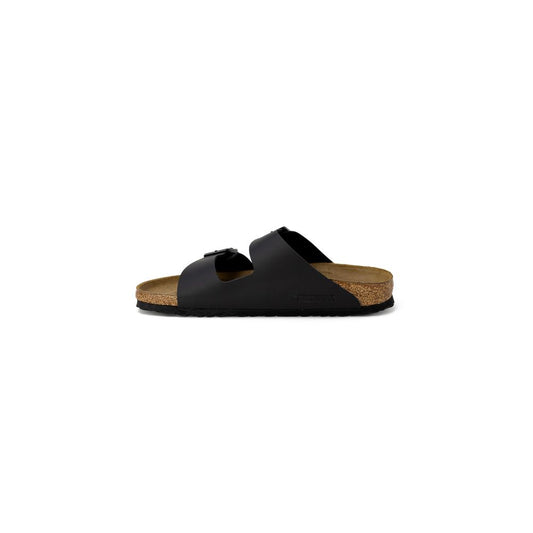Black Synthetic Flat Sandals