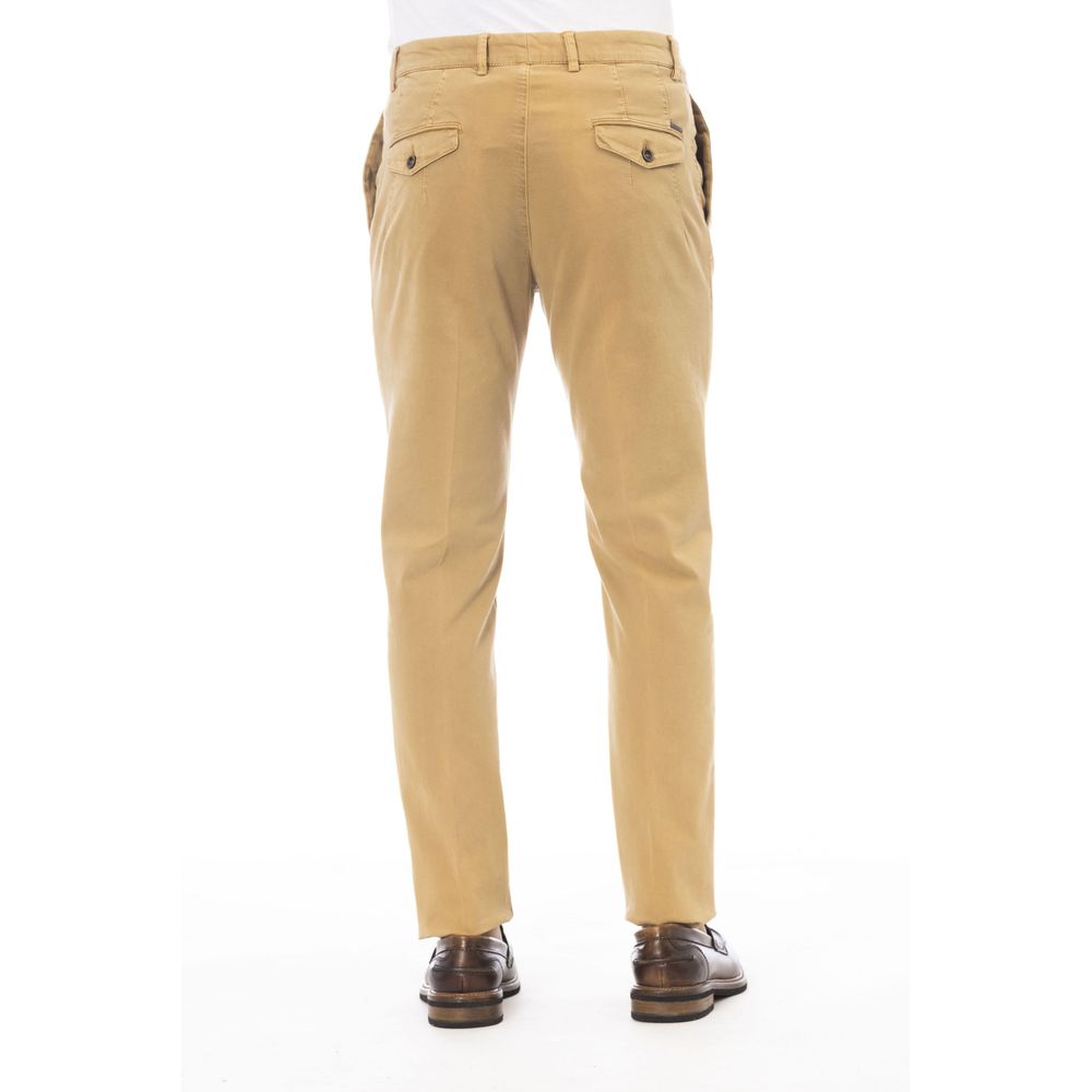 Beige Cotton Men Pants