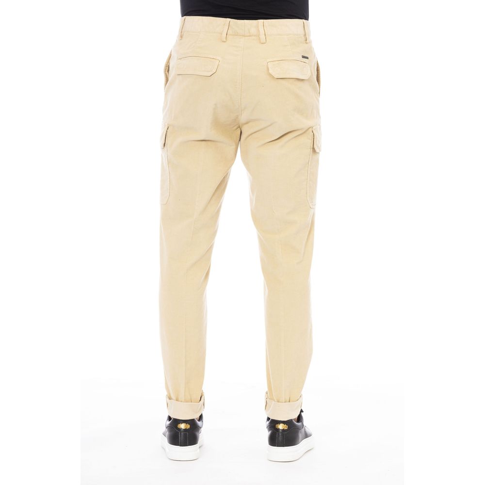 Beige Cotton Men Pants