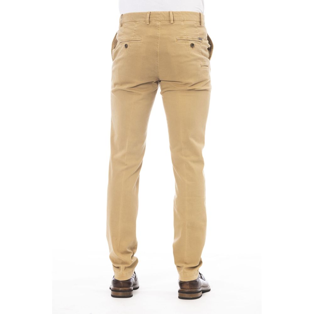 Beige Cotton Men Pants