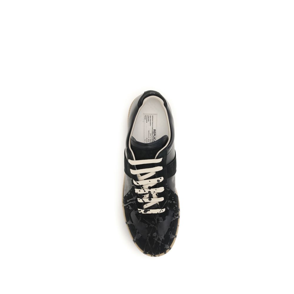 Black Suede Leather Athletic Sneakers