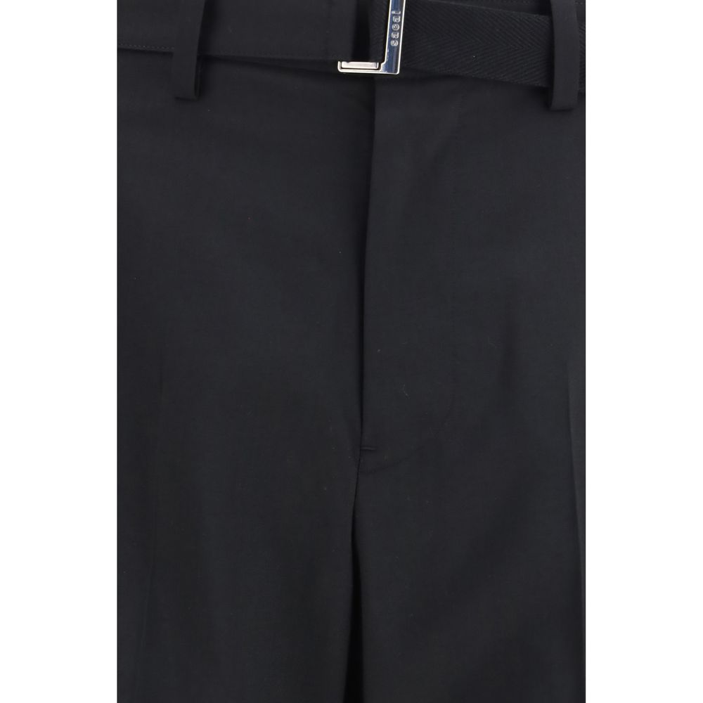 Black Polyester Casual Pants