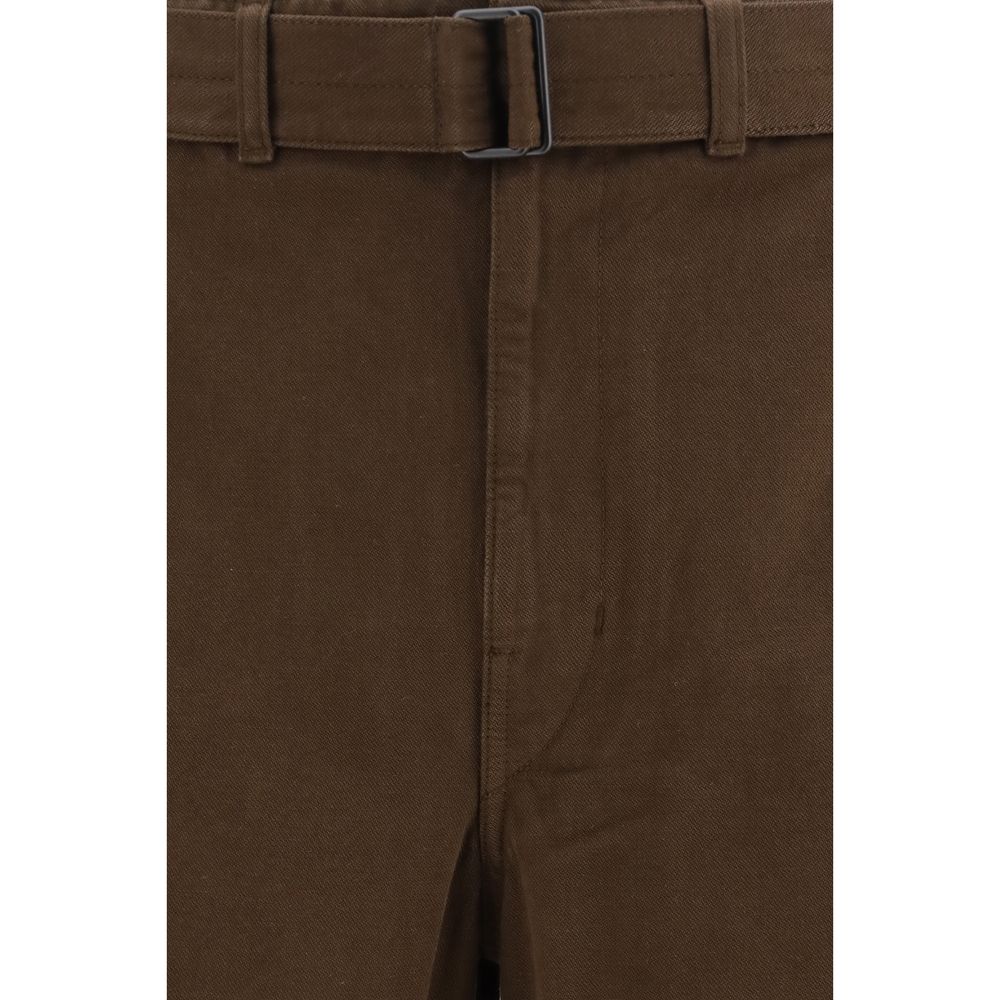 Brown Cotton Casual Pants