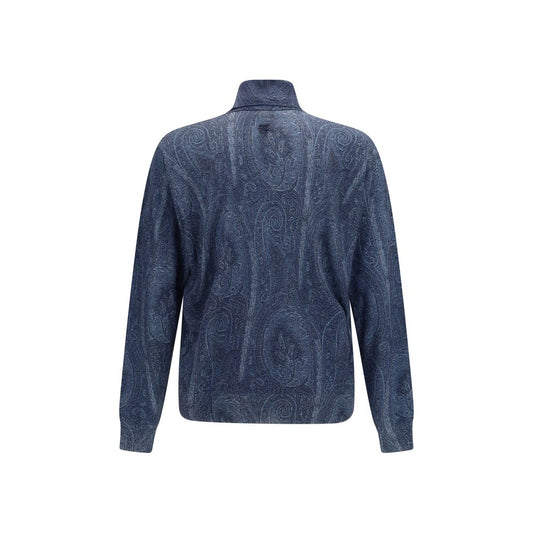 Blue Silk Turtleneck