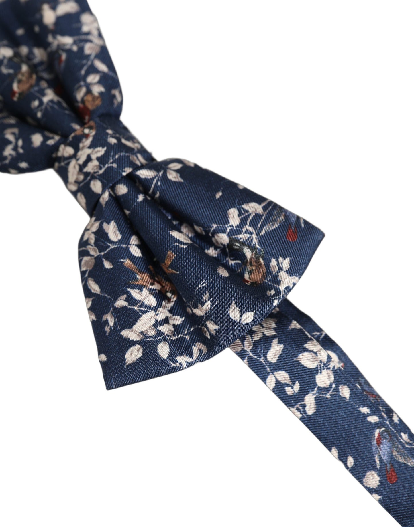 Men Navy Blue Floral Adjustable Neck Papillon Bow Tie