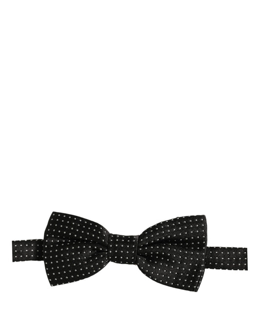 Men Black White PolkaDot Adjustable Bow Tie