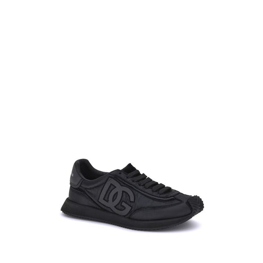 Black Polyester Low Top Sneakers