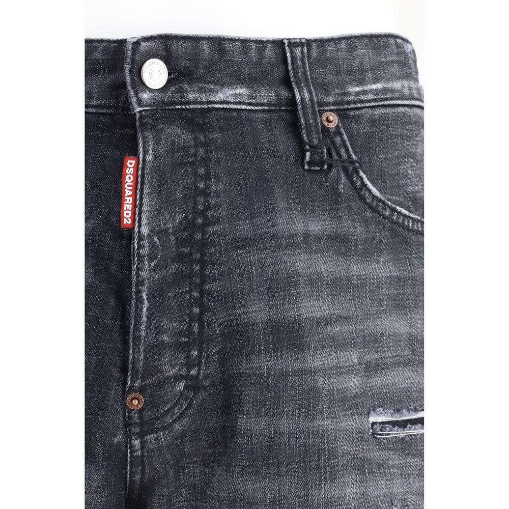 Black Cotton Bermuda Shorts
