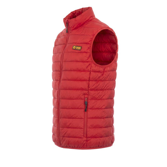 Red Polyester Men's Sleeveless Jacket