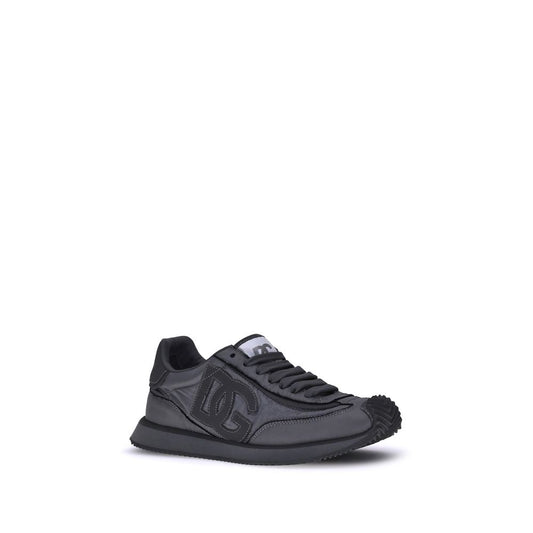 Black Polyester Athletic Sneakers