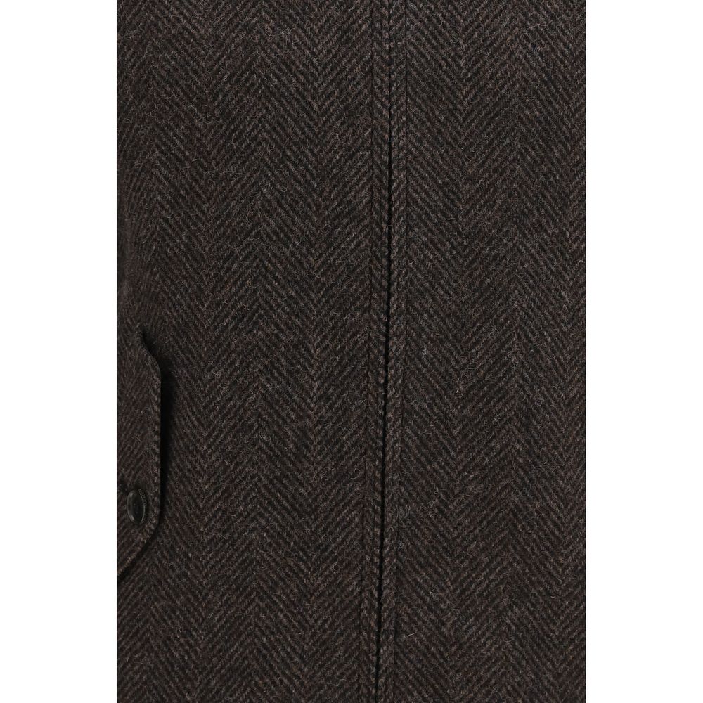 Brown Viscose Full-Length Jacket