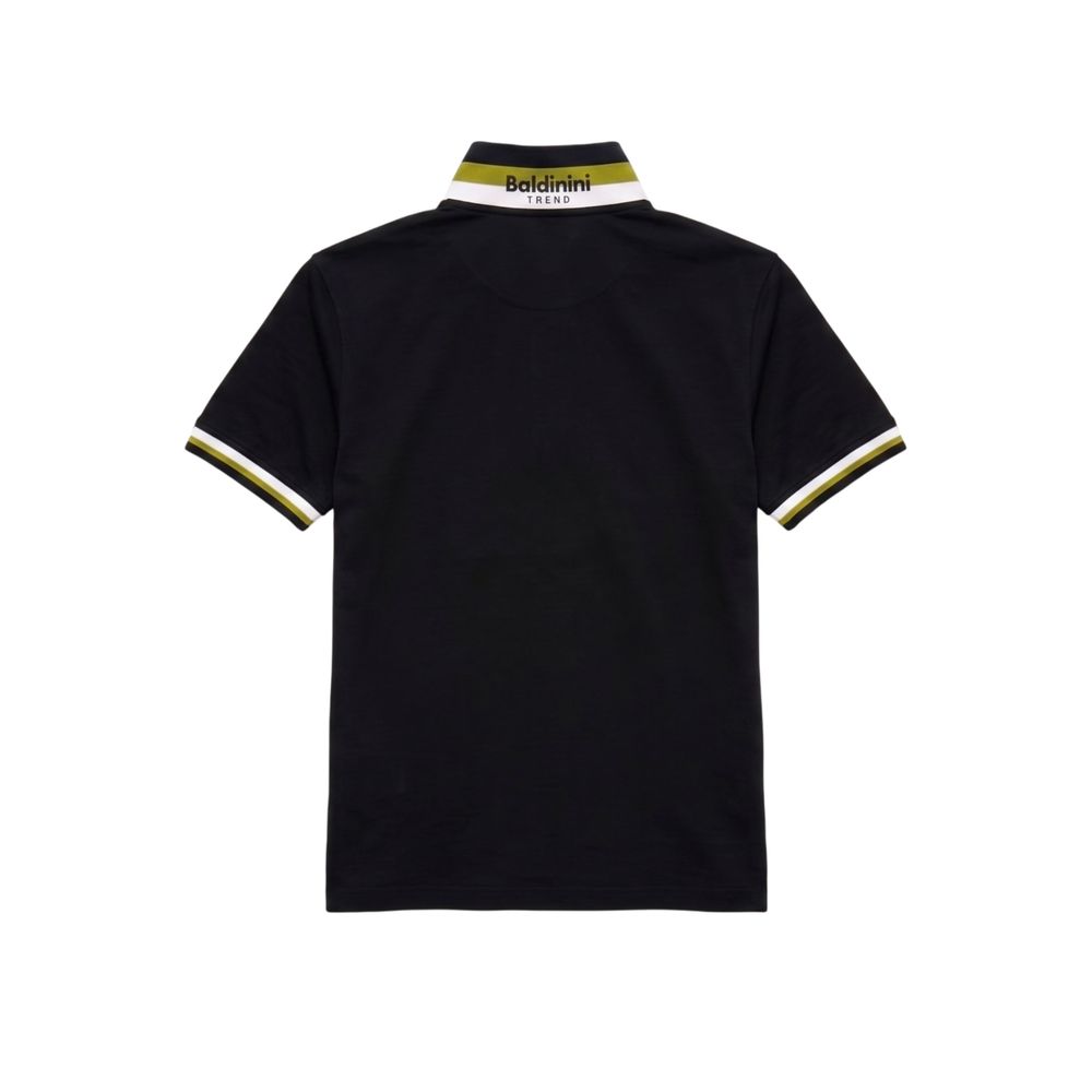 Black Cotton Men Polo-Shirt