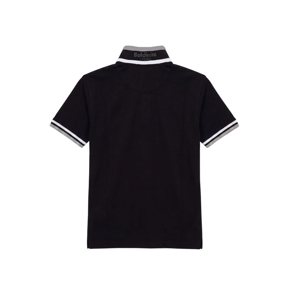 Black Cotton Men Polo
