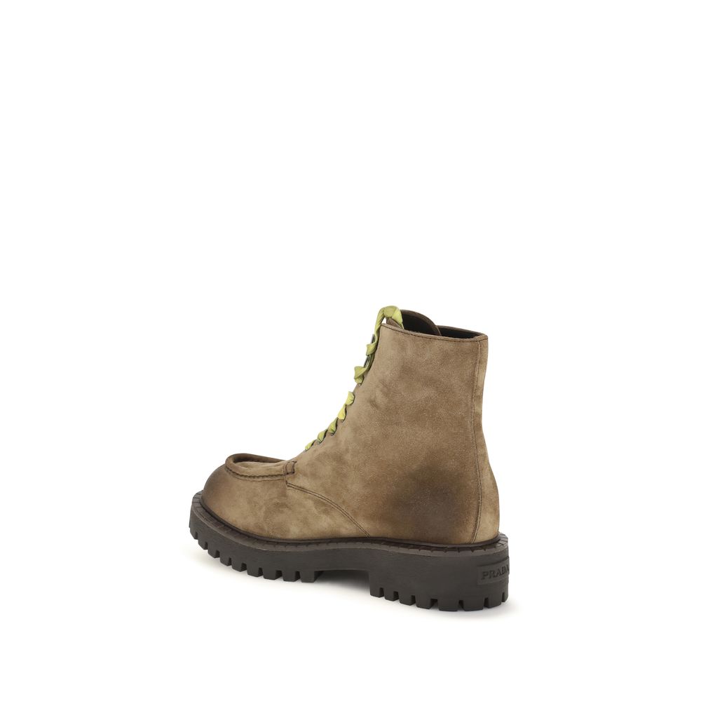 Brown Suede Leather Lace-Up Boots