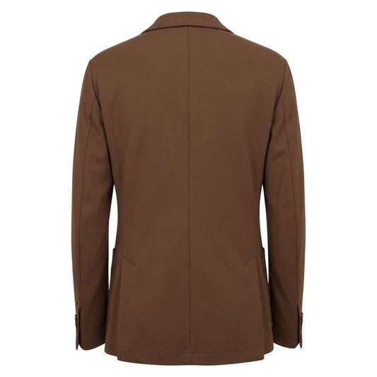 Brown Viscose Men Jacket