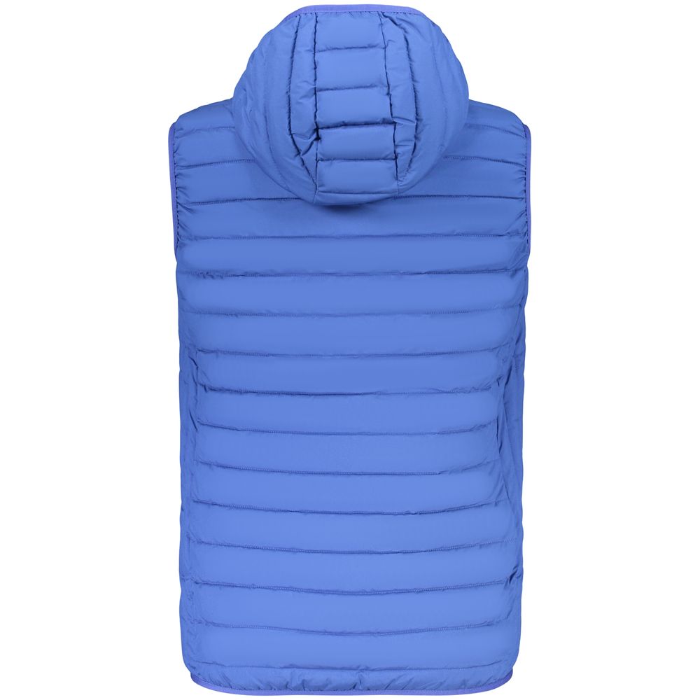 Blue Polyester Sleeveless Jacket