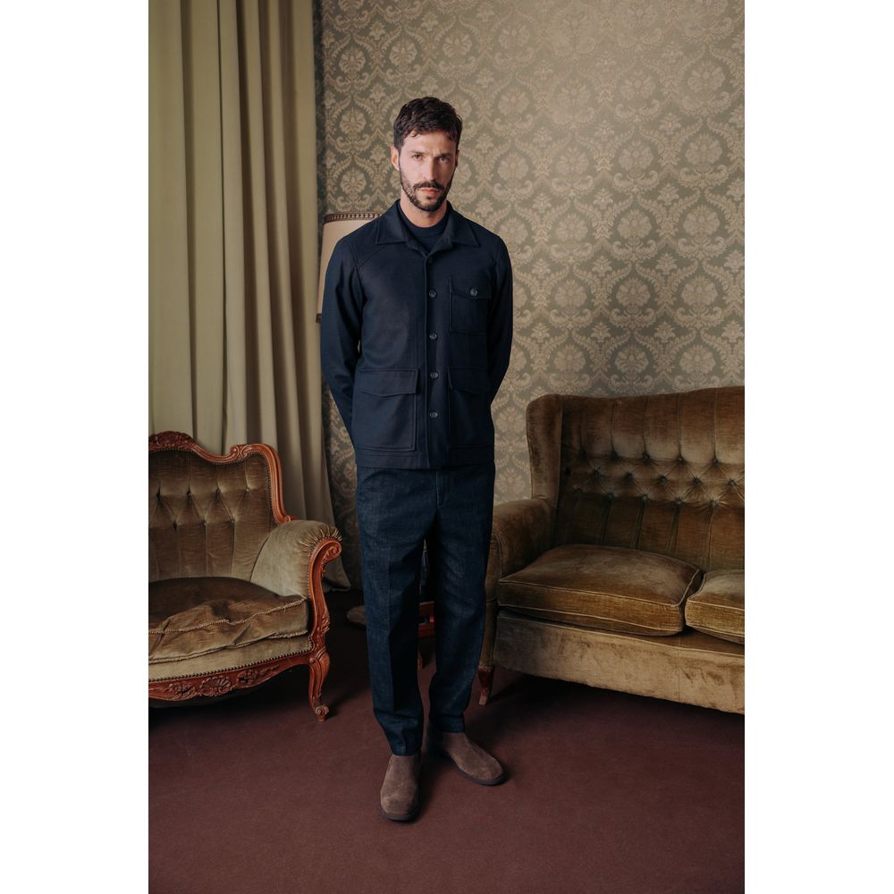 Blue Cashmere Full-Length Jacket