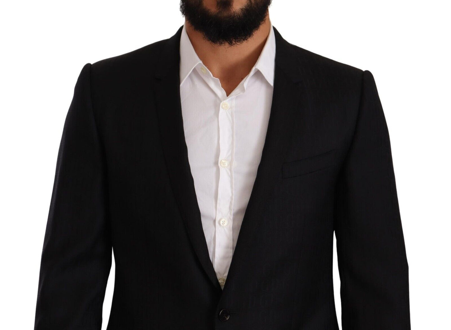 Black Wool Single Breasted Suit GOLD Jacket