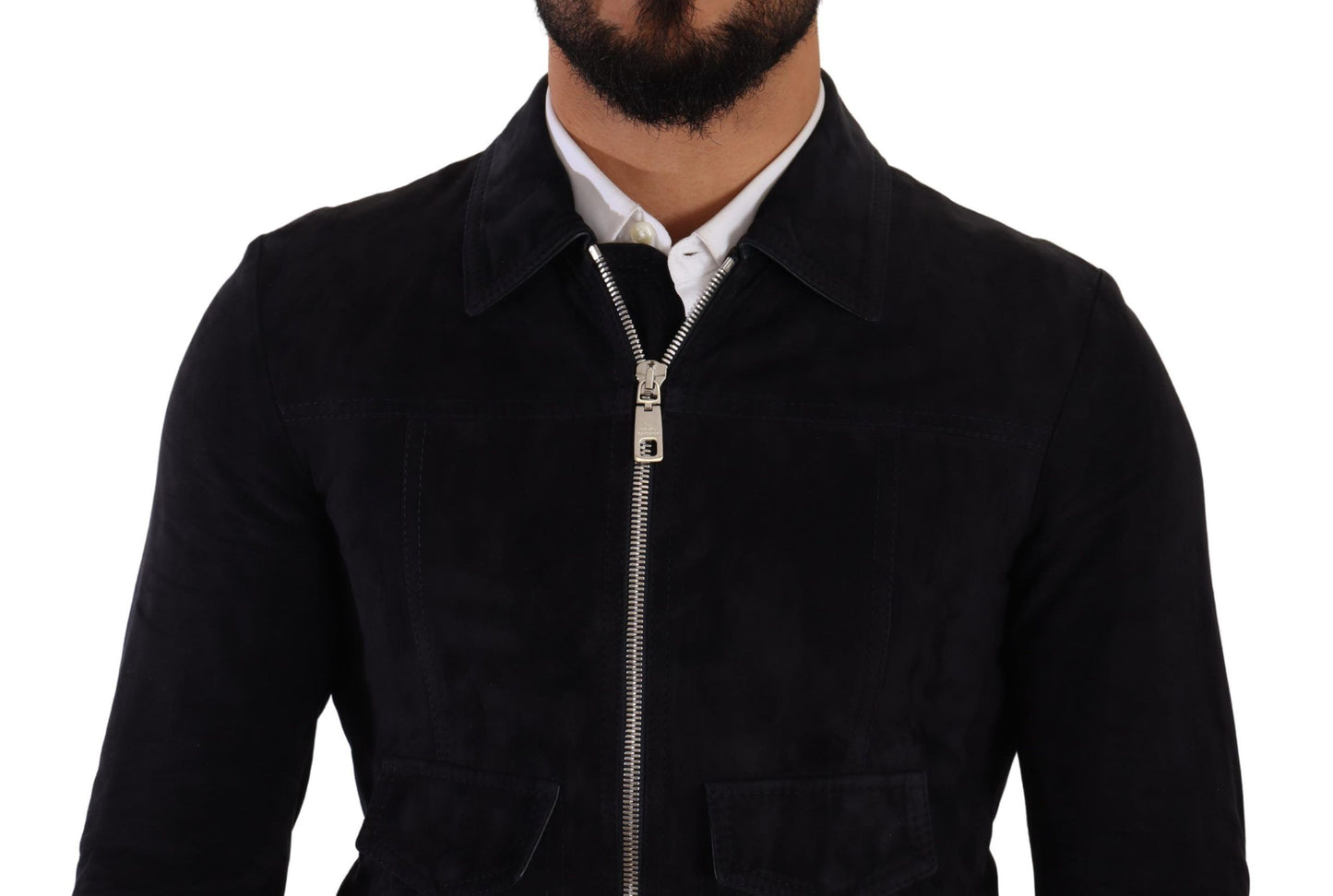 Blue Suede Lambskin Leather Coat Jacket