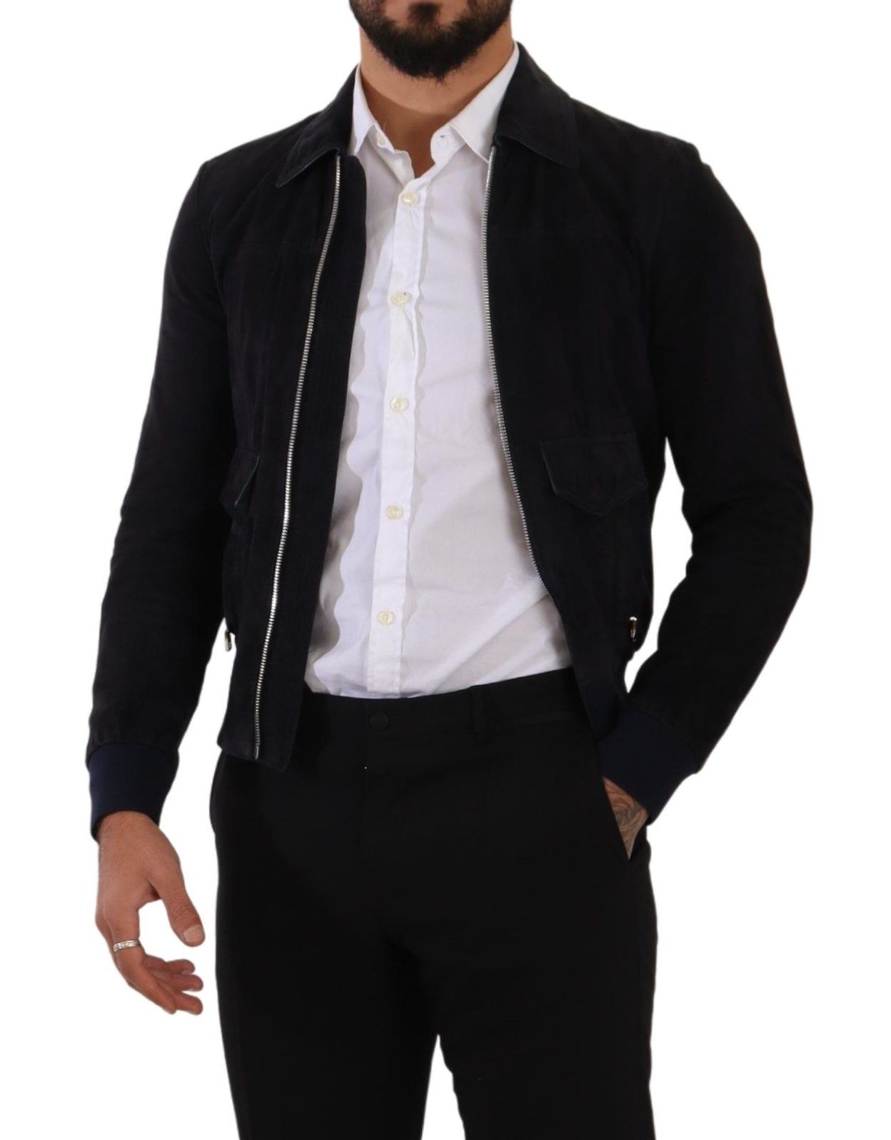 Blue Suede Lambskin Leather Coat Jacket