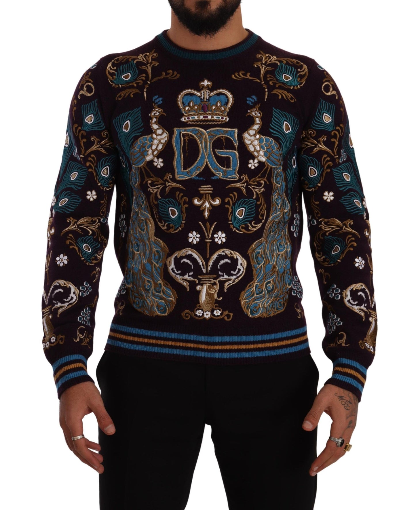 Bordeaux Cashmere DG Crown Embroidered Sweater