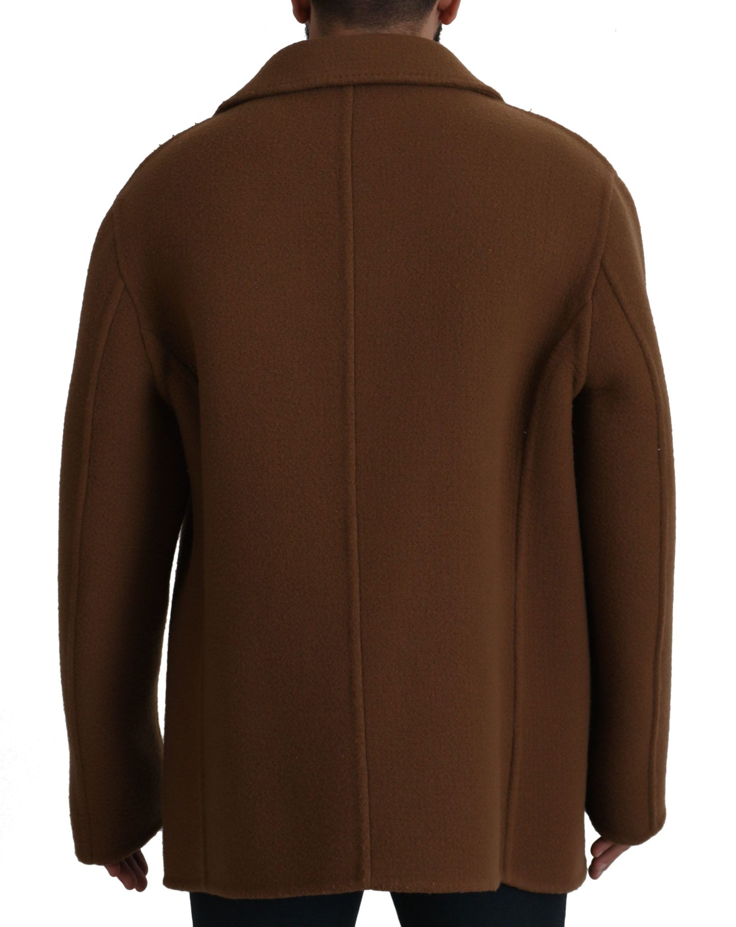 Brown Nylon Double Breasted Coat Jacket