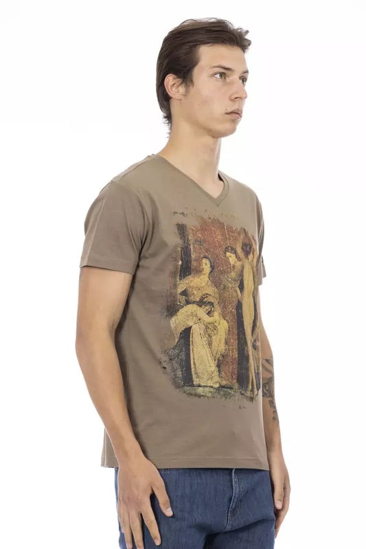 Brown Cotton Men's T-Shirt