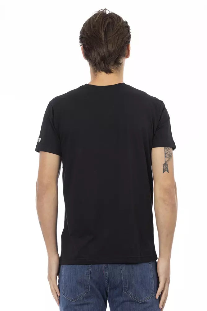 Black Cotton Men's V-Neck T-Shirt
