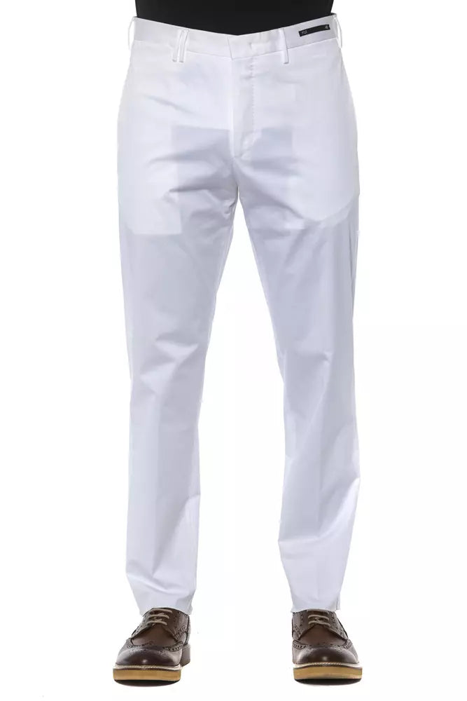White Cotton Men Trousers