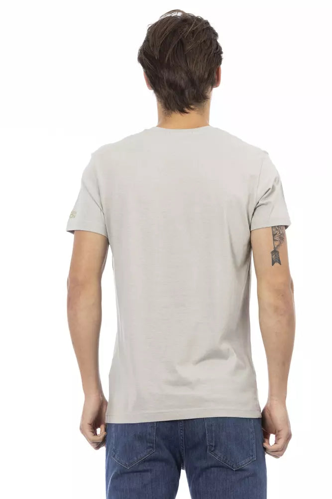Gray Cotton Men's V-Neck T-Shirt