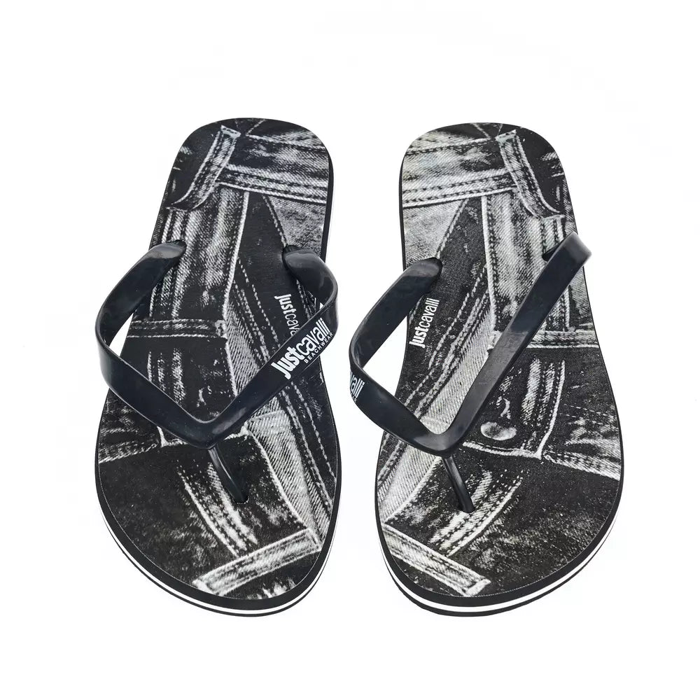"Black EVA Men's Sandal with Iconic Design Detail"