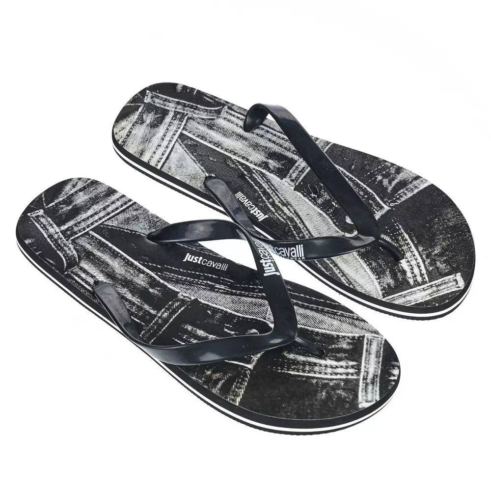 "Black EVA Men's Sandal with Iconic Design Detail"