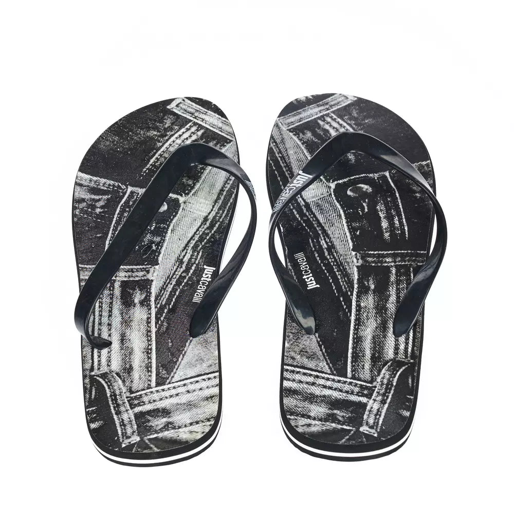 "Black EVA Men's Sandal with Iconic Design Detail"