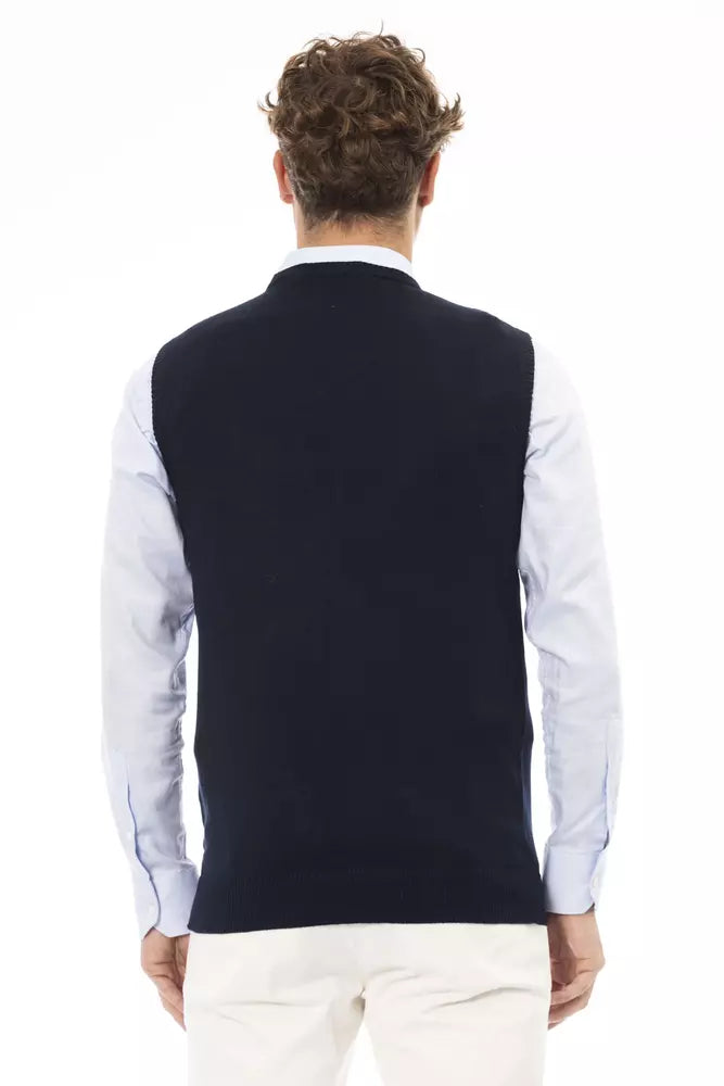 Blue Viscose Men Jacket