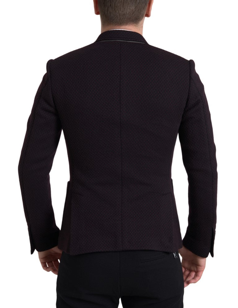 Purple Logo Embroidery Double Breasted Blazer