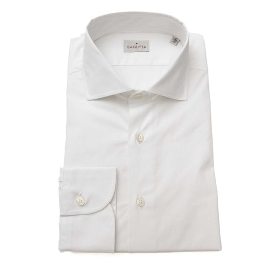 White Cotton Men's Shirt Slim Fit With French Collar